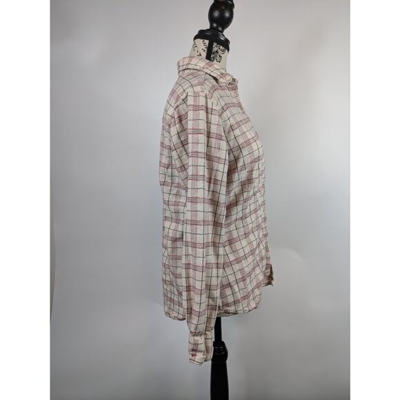 Womens Medium Plaid Flannel Woolrich Button-Up Long Sleeve Snowflake Shirt Top - Picture 2 of 13